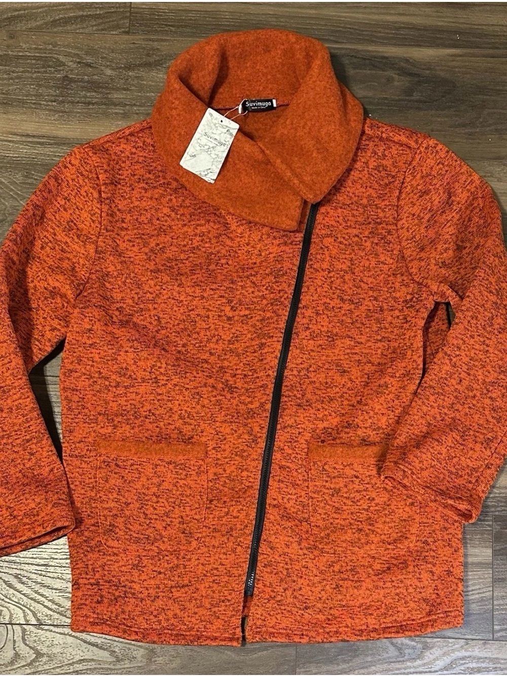 Suvimuga Orange Marled Asymmetrical Zip Jacket NWT XL Coat